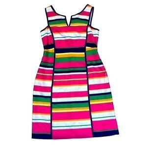 Laundry by Shelli Segal bold multi color stripe fitted shift dress